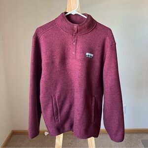 Eddie Bauer Men's Quarter Button Sweatshirt S Red Maroon Fall Spring